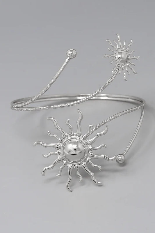 Rising Sun Silver Arm Cuff Bracelet