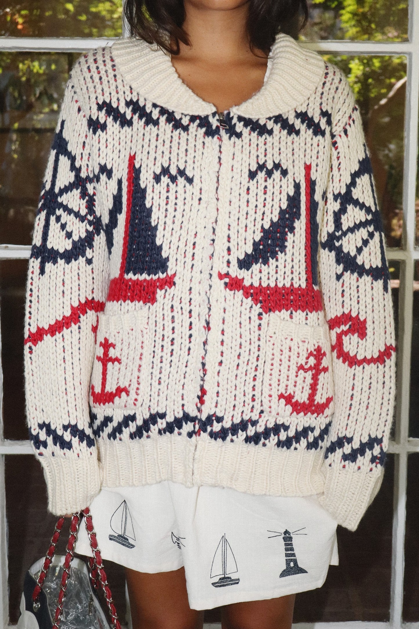 Ready Or Yacht Ivory Nautical Cardigan