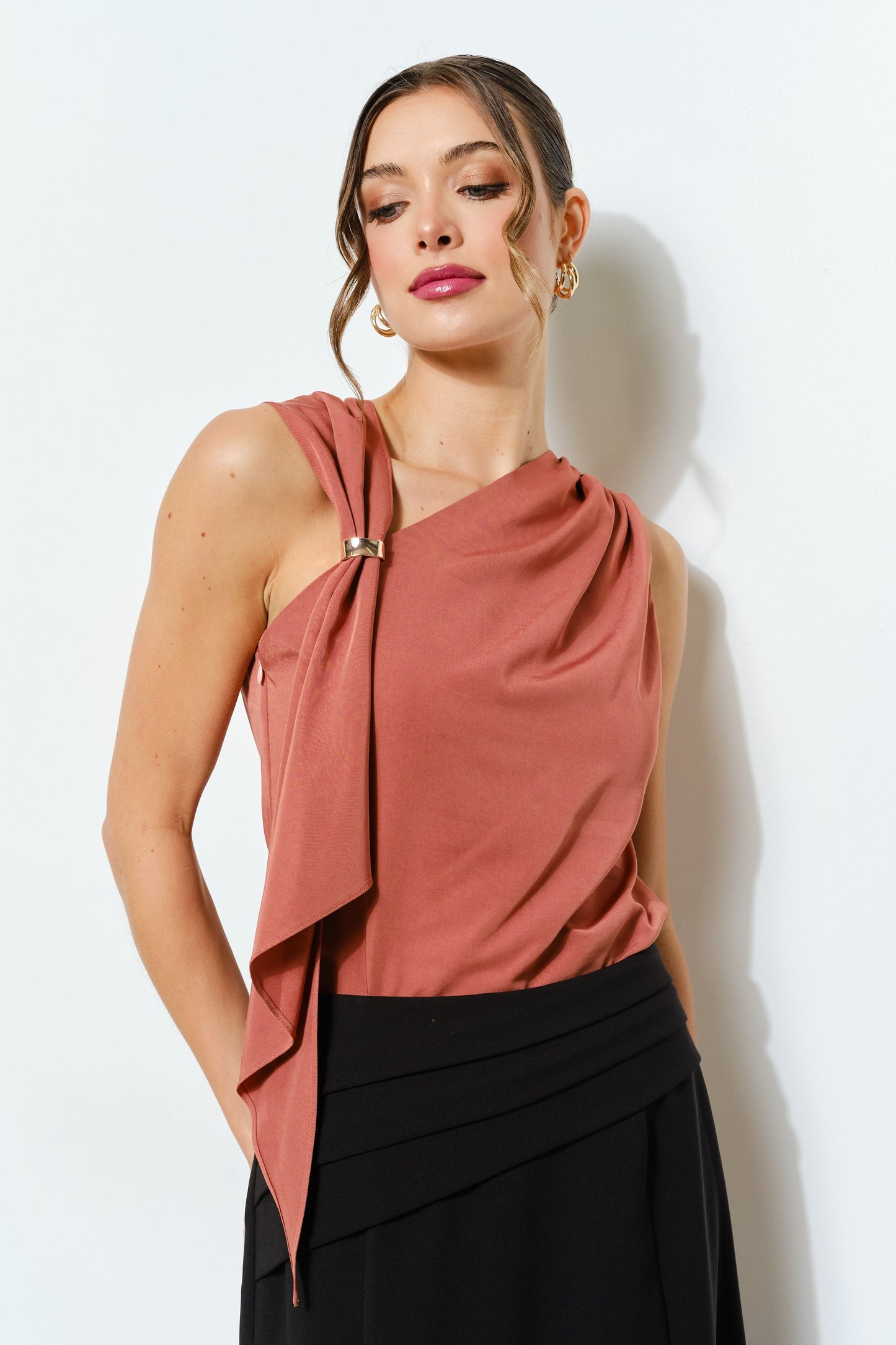 Dara Asymmetric Drape Ring Top