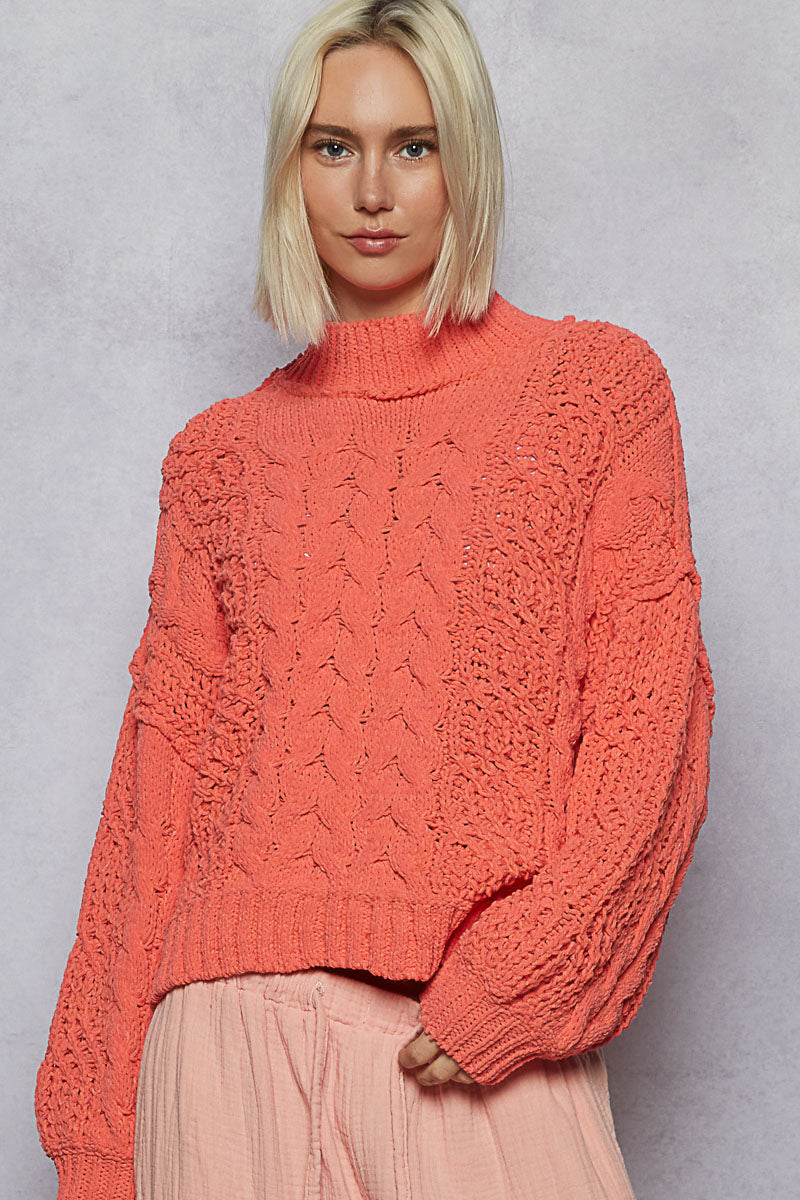 Orange You Lovely Cable Knit Sweater