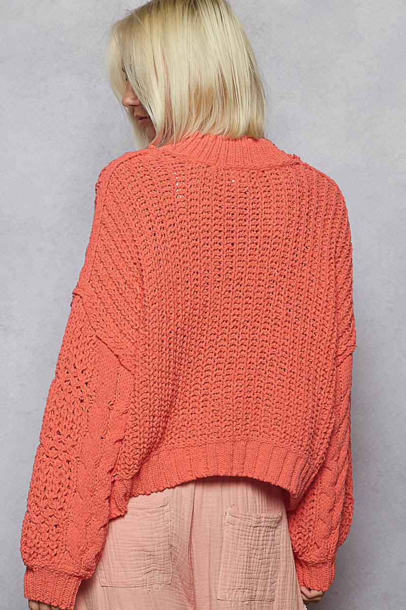 Orange You Lovely Cable Knit Sweater