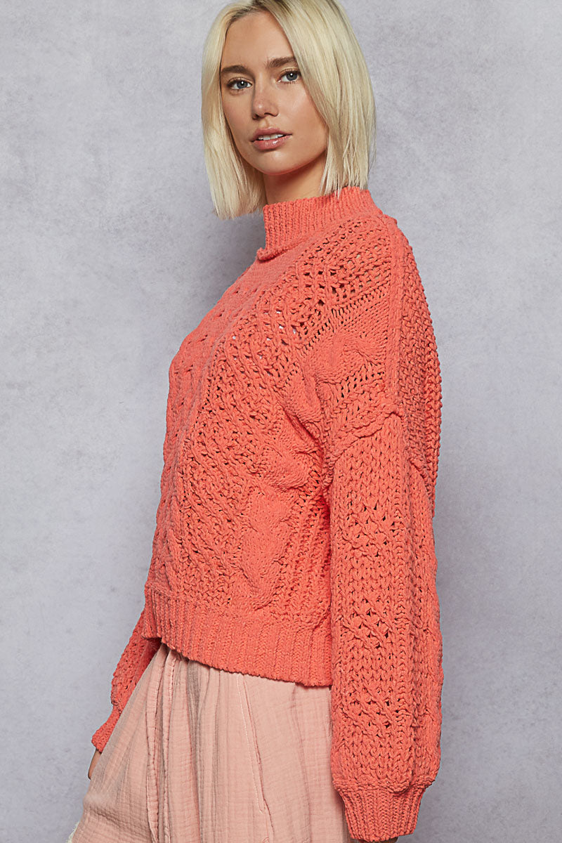 Orange You Lovely Cable Knit Sweater