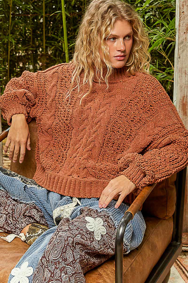 Cup of Cocoa Cable Knit Sweater