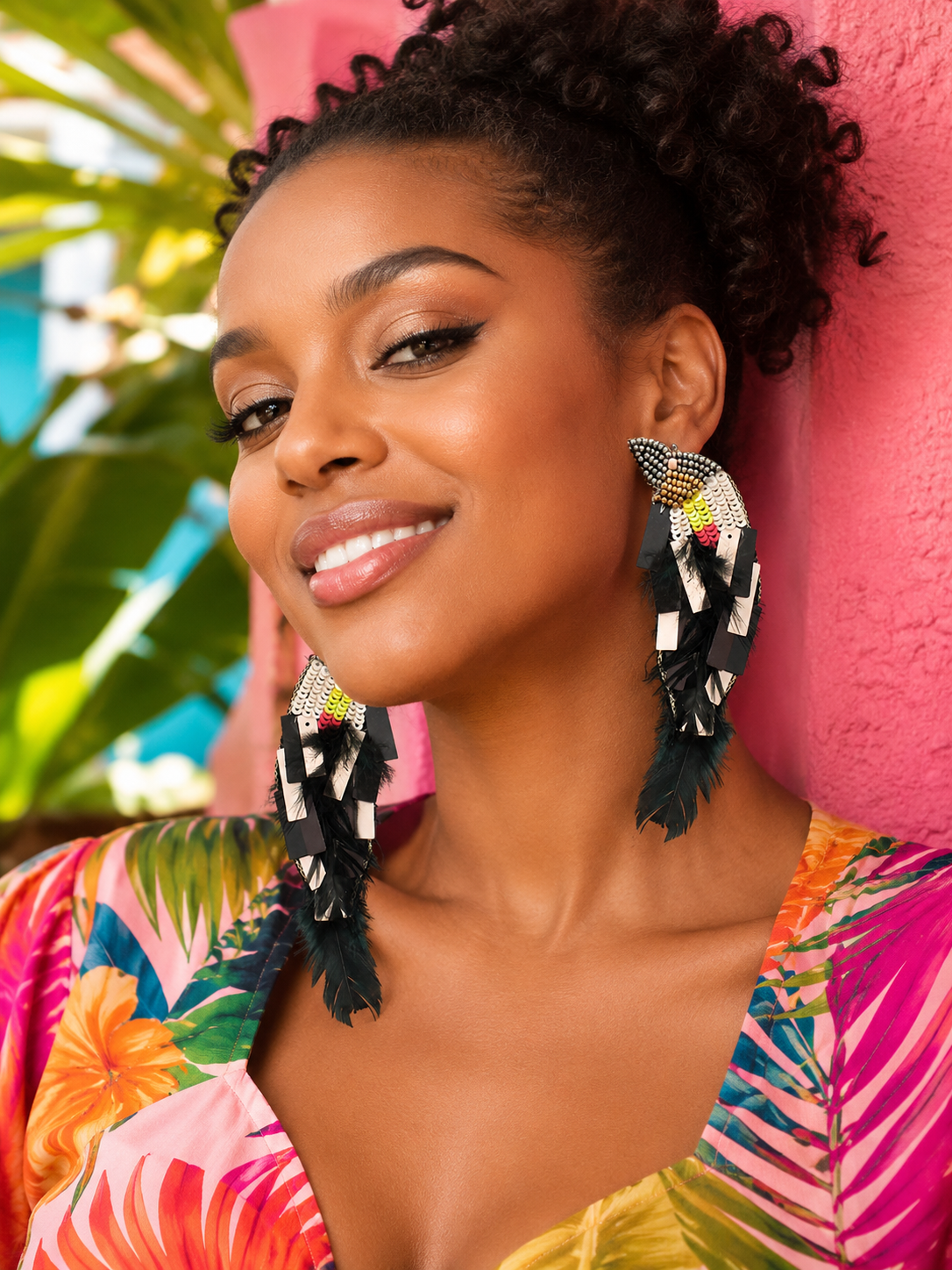 The Art of Flight Beaded Bird Statement Earrings