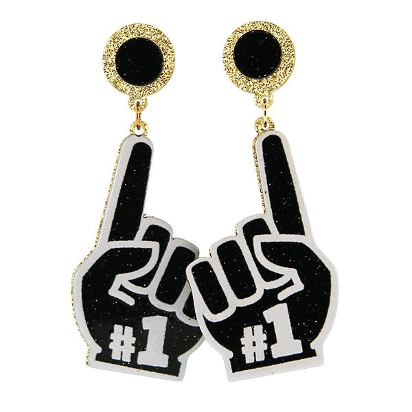Black Gold Glitter Football #1 Earrings