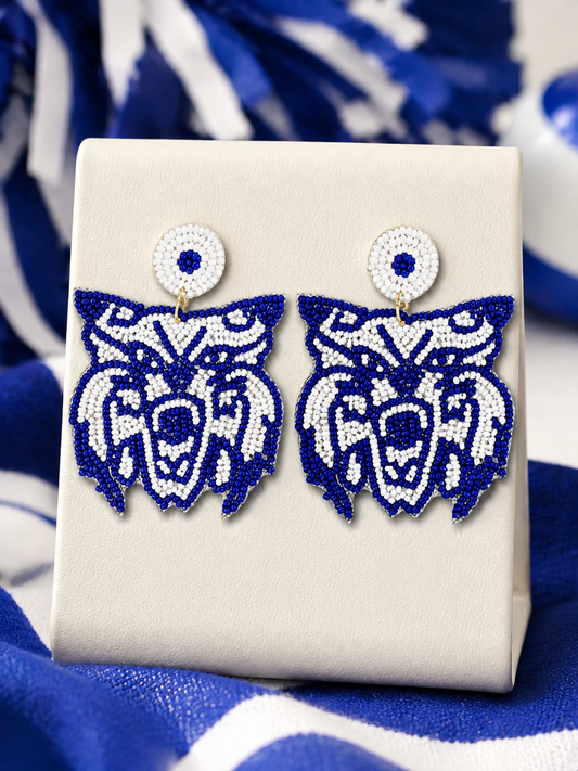 Pendientes de abalorios con la mascota del equipo de fútbol americano Kentucky Wildcats