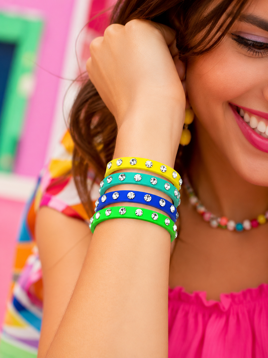 Rhinestone Embellished Color Cuff Bracelet