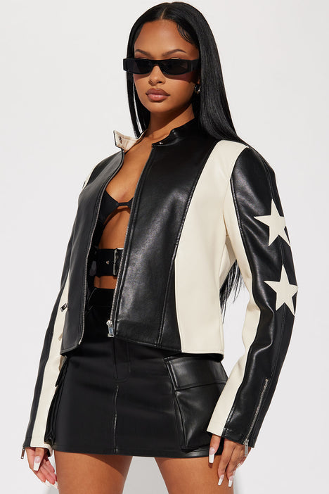 She Is A Star Vegan Leather Crop Jacket