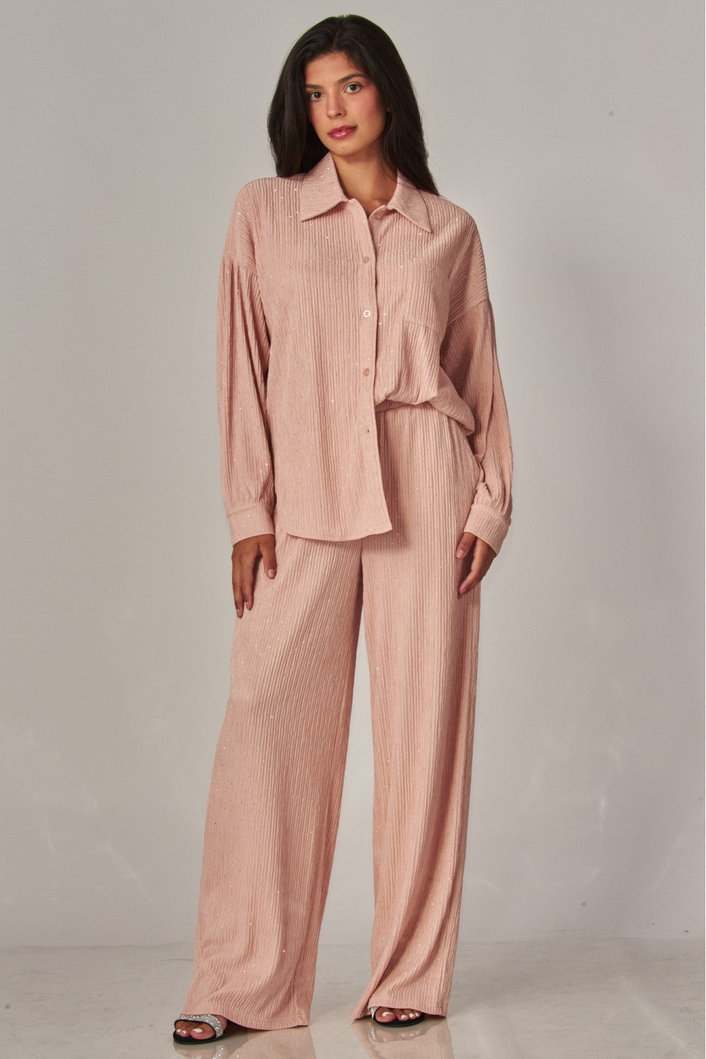 CATCH THE LIGHT RHINESTONE LOUNGE SET IN PINK