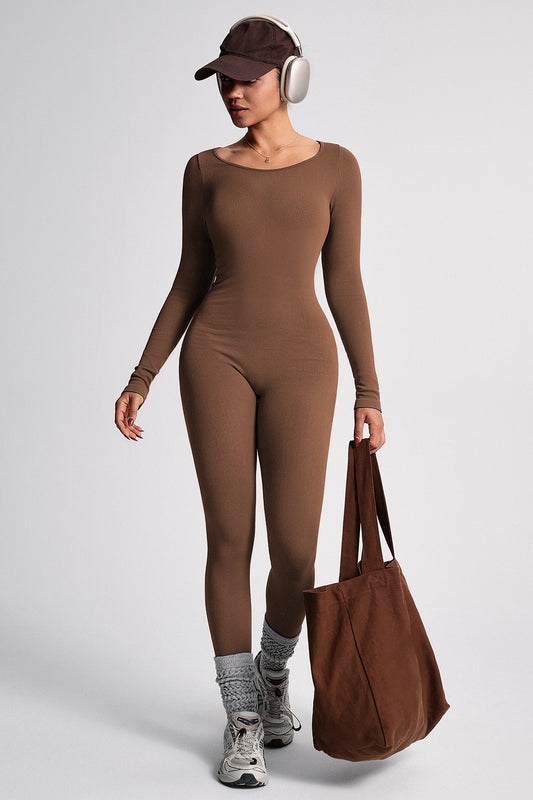LOLA OPEN BACK ATHLEISURE MOCHA UNITARD