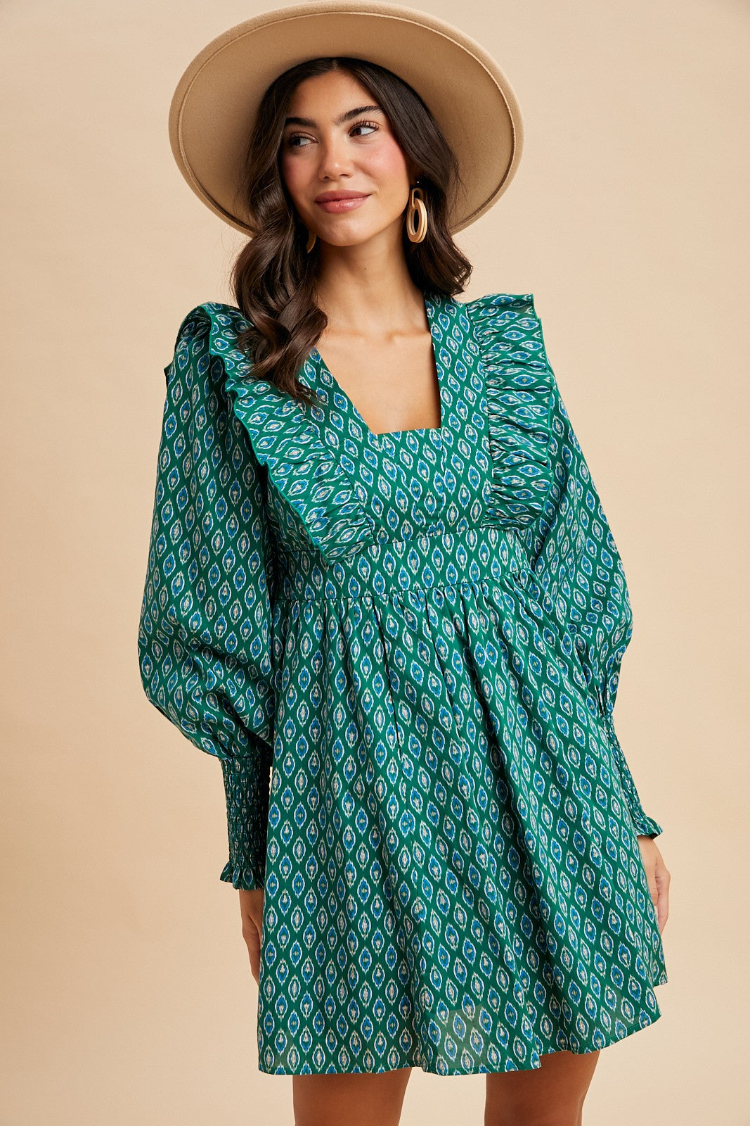 Maisie Meadow Green Mini Dress