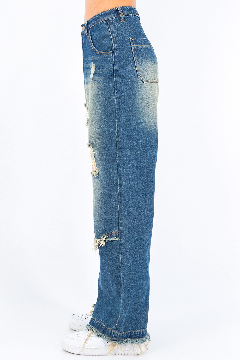 Fade and Frayed Straight Leg Jeans