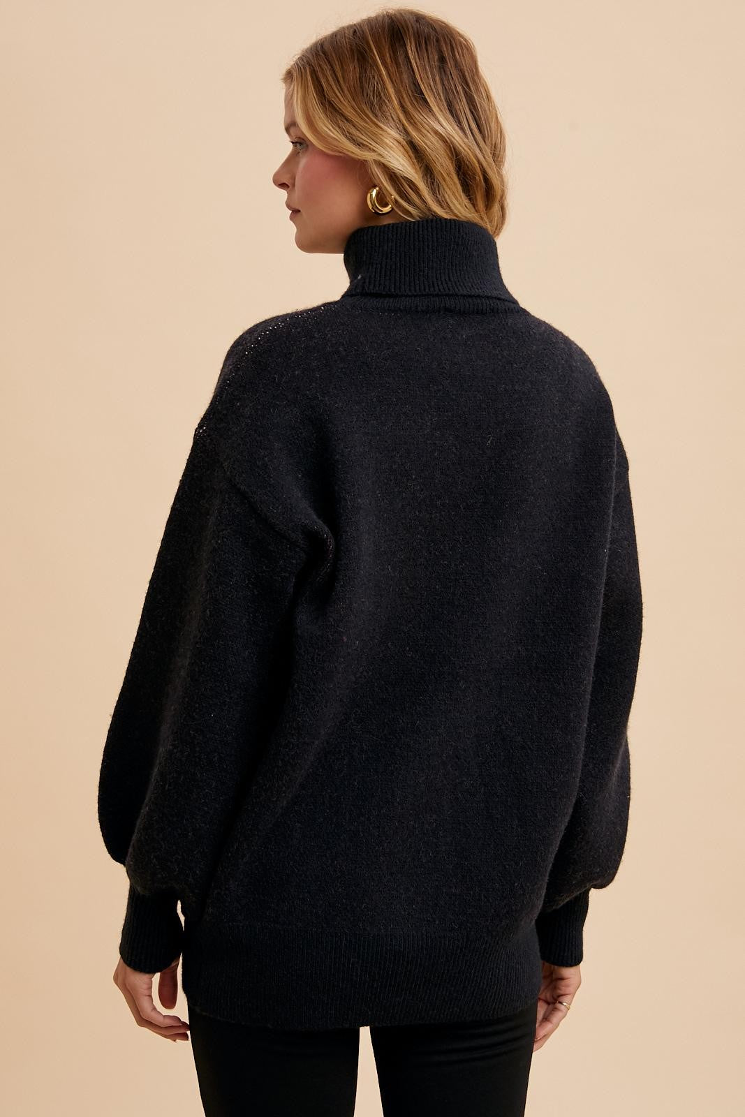 Rose Bloom Knit Turtleneck Sweater