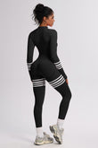 ZOE ZIPPER FRONT ATHLEISURE JUMPSUIT IN BLACK