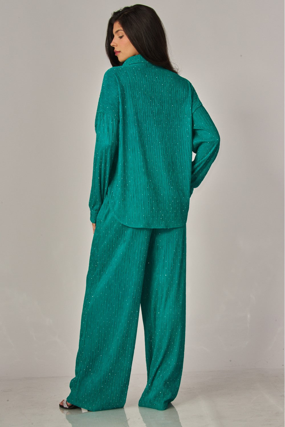 CATCH THE LIGHT RHINESTONE LOUNGE SET IN EMERALD