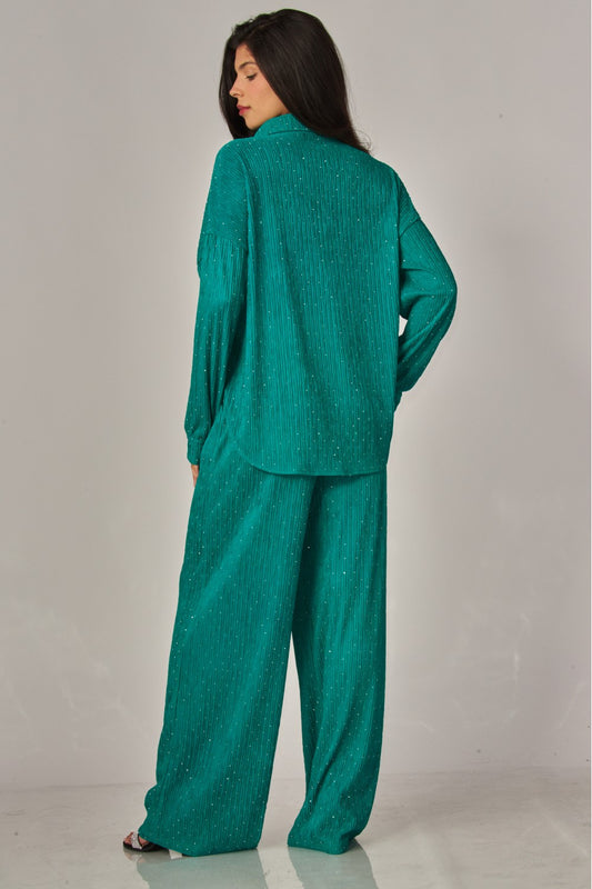 CATCH THE LIGHT RHINESTONE LOUNGE SET IN EMERALD