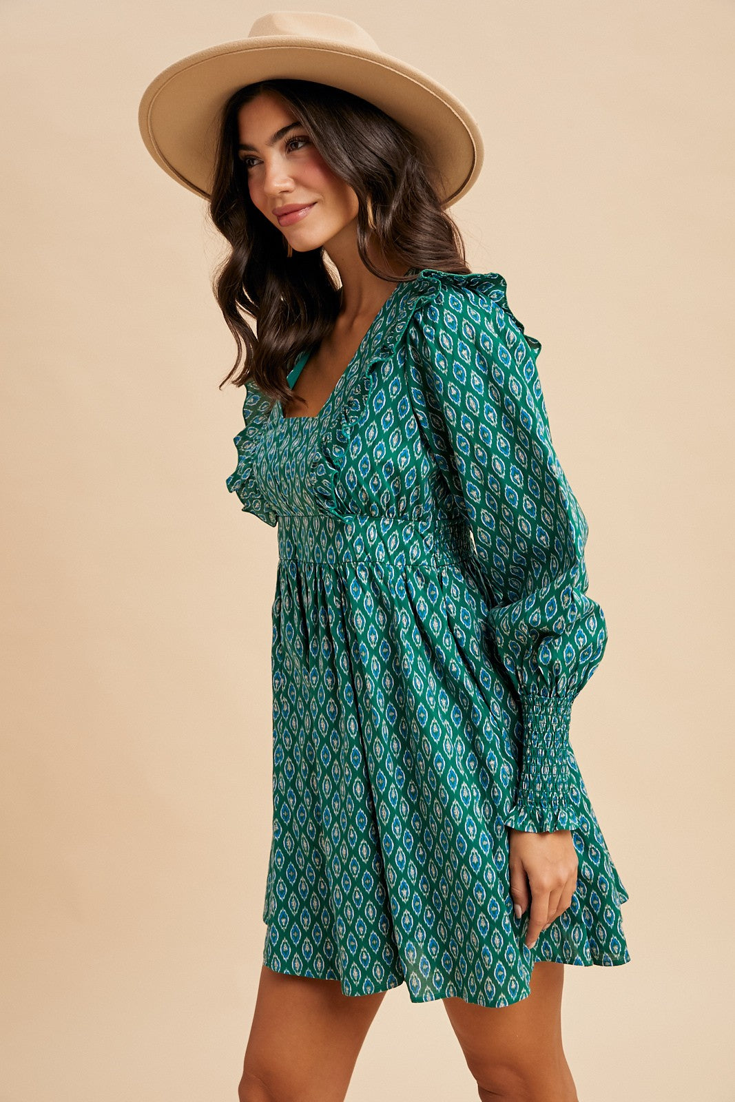 Maisie Meadow Green Mini Dress