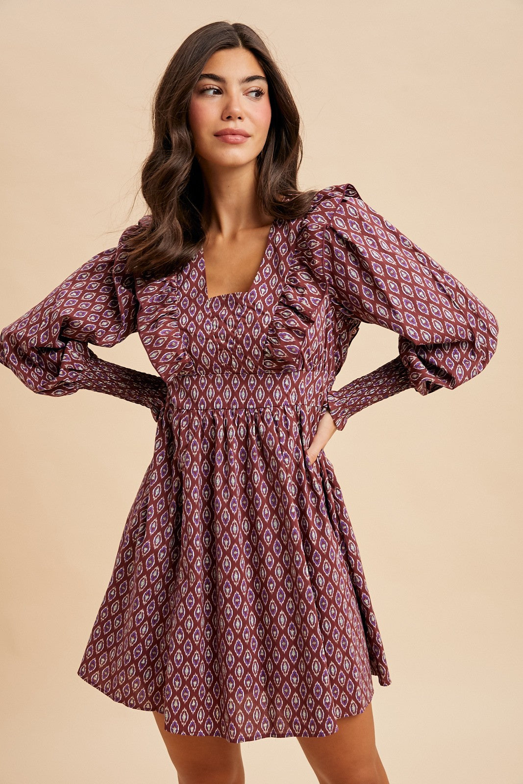 Maisie Meadow Maroon Mini Dress