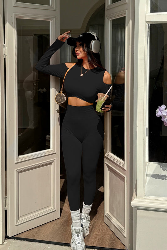 ALL THE RIGHT MOVES BLACK 2PC WORKOUT SET