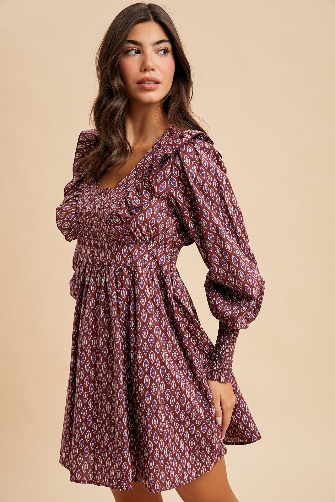 Maisie Meadow Maroon Mini Dress
