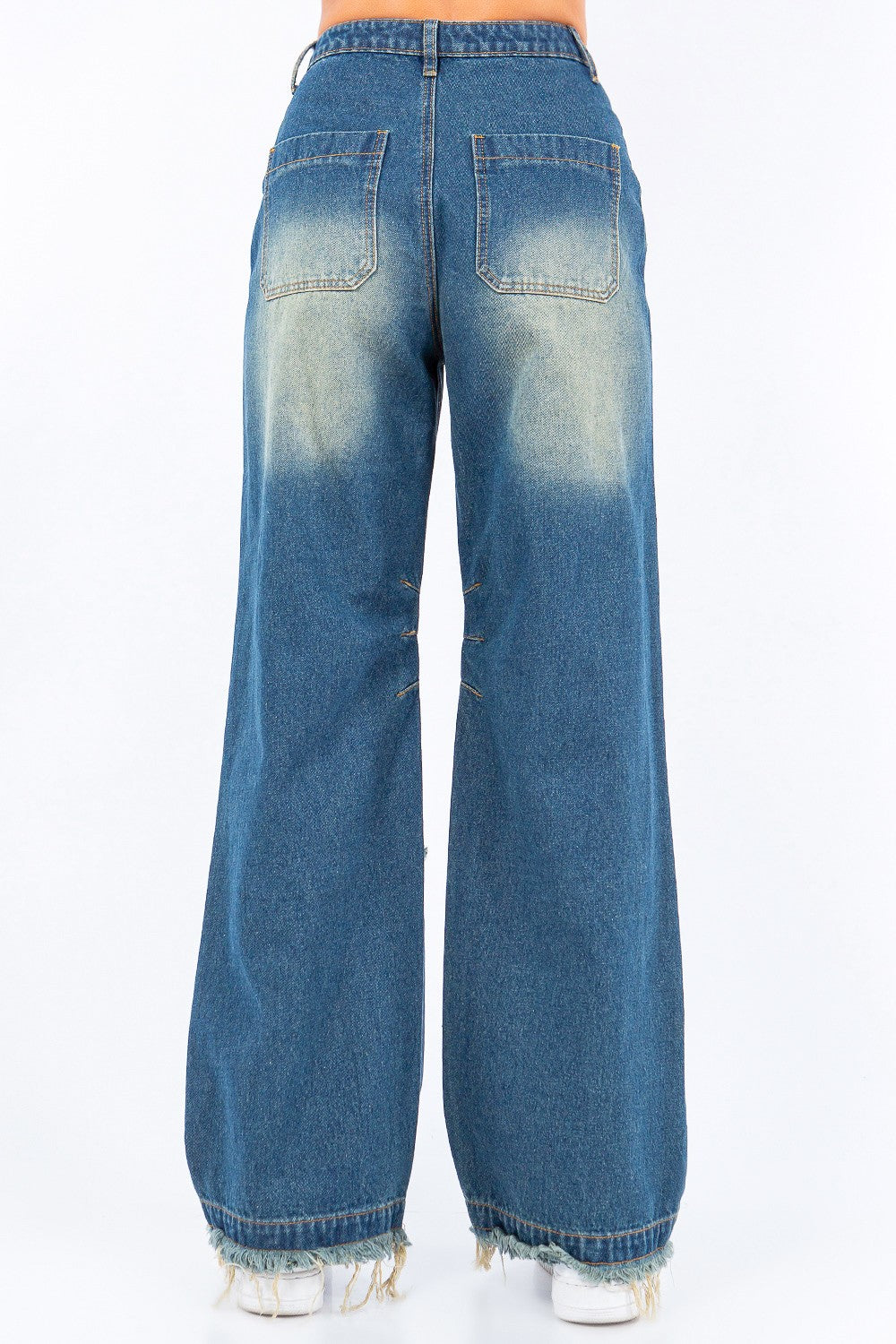 Fade and Frayed Straight Leg Jeans