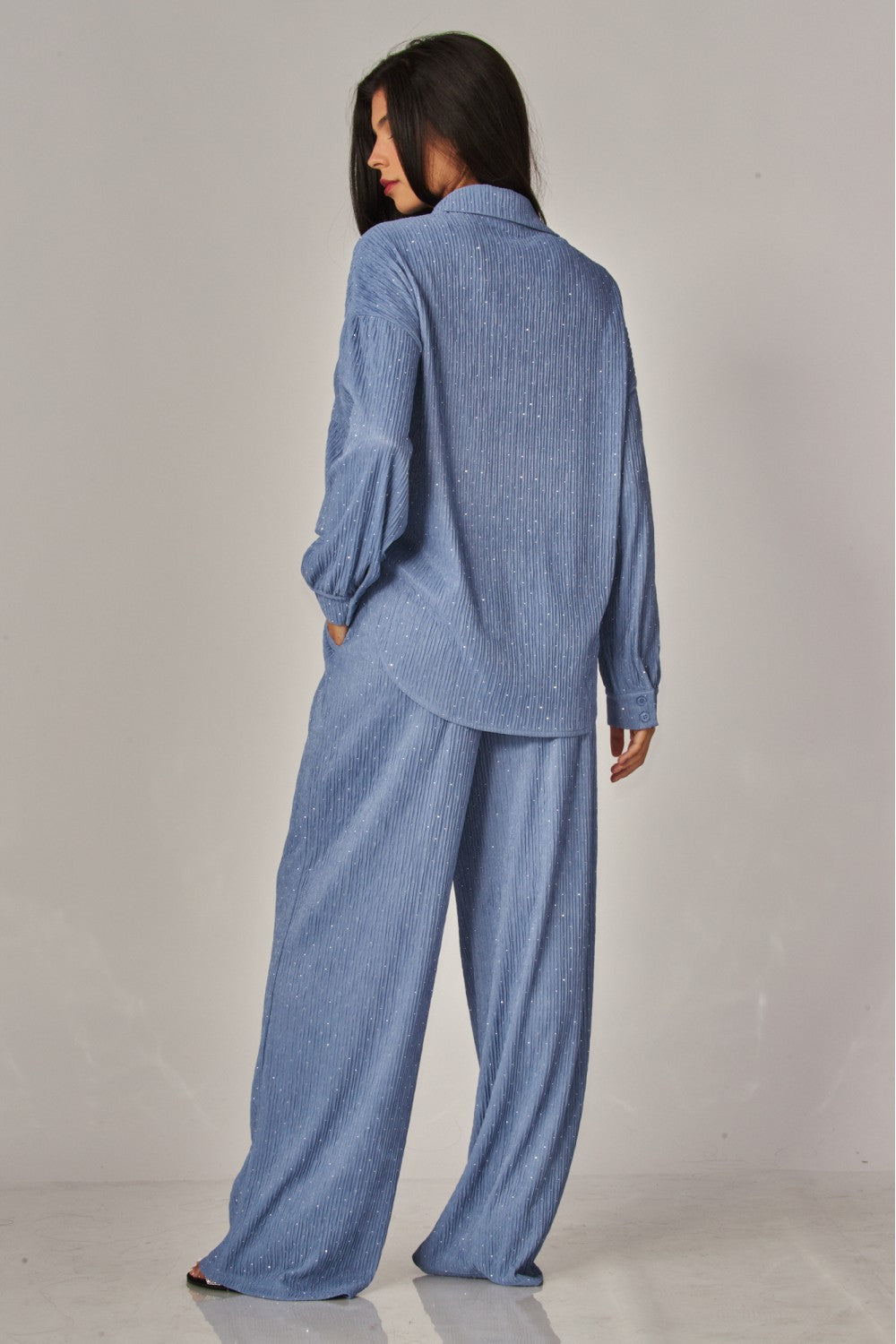 CATCH THE LIGHT RHINESTONE LOUNGE SET IN BLUE