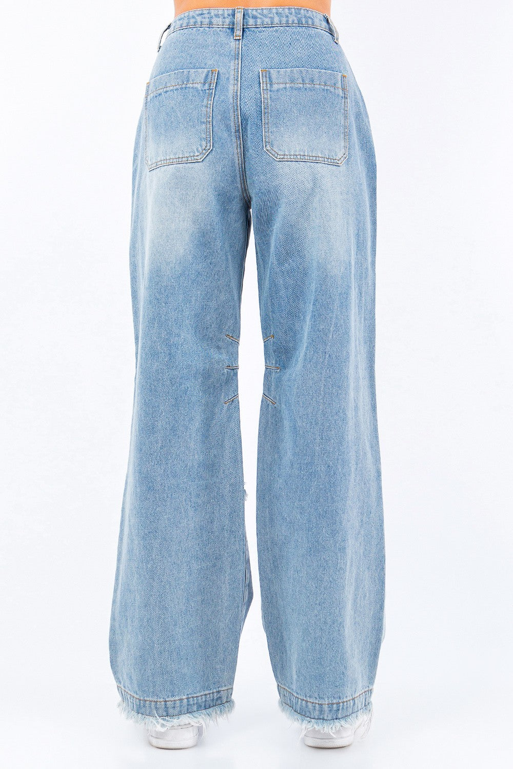 Fade and Frayed Straight Leg Jeans