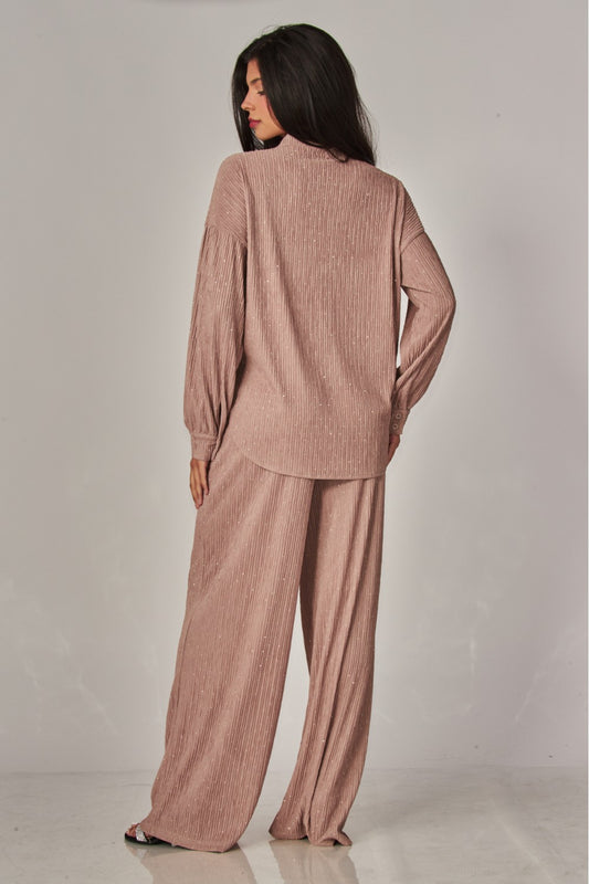 CATCH THE LIGHT RHINESTONE LOUNGE SET IN MOCHA