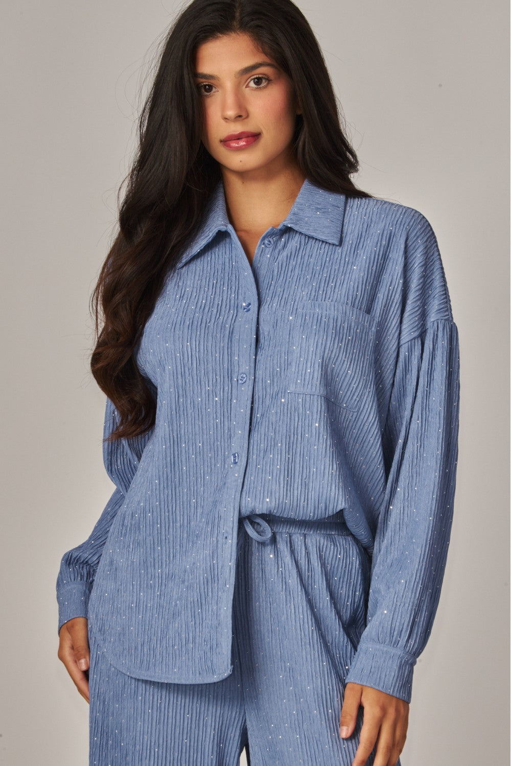 CATCH THE LIGHT RHINESTONE LOUNGE SET IN BLUE