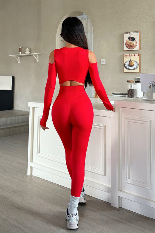 ALL THE RIGHT MOVES RED 2PC WORKOUT SET