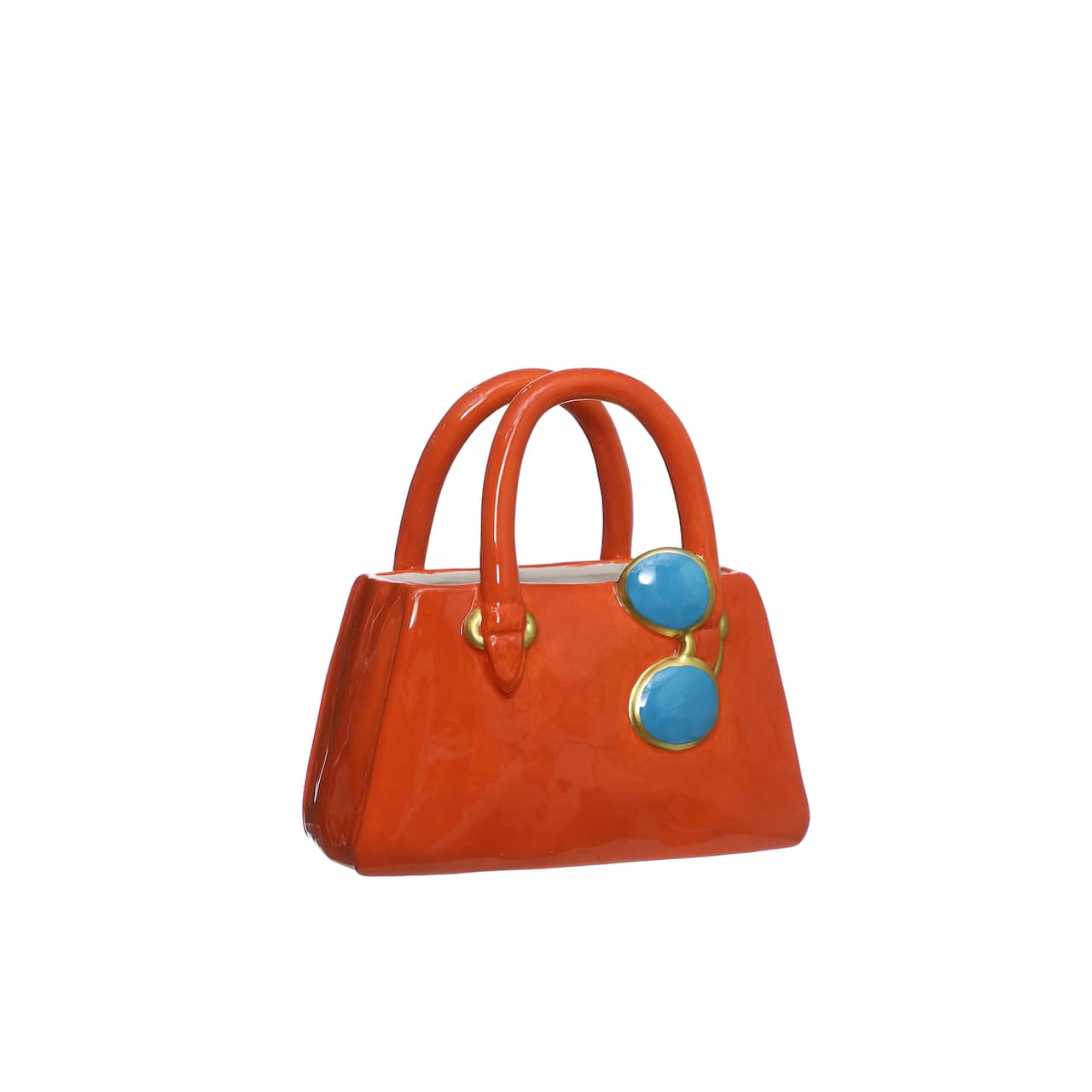 Fashionista Orange Ceramic Handbag Purse Vase Decor