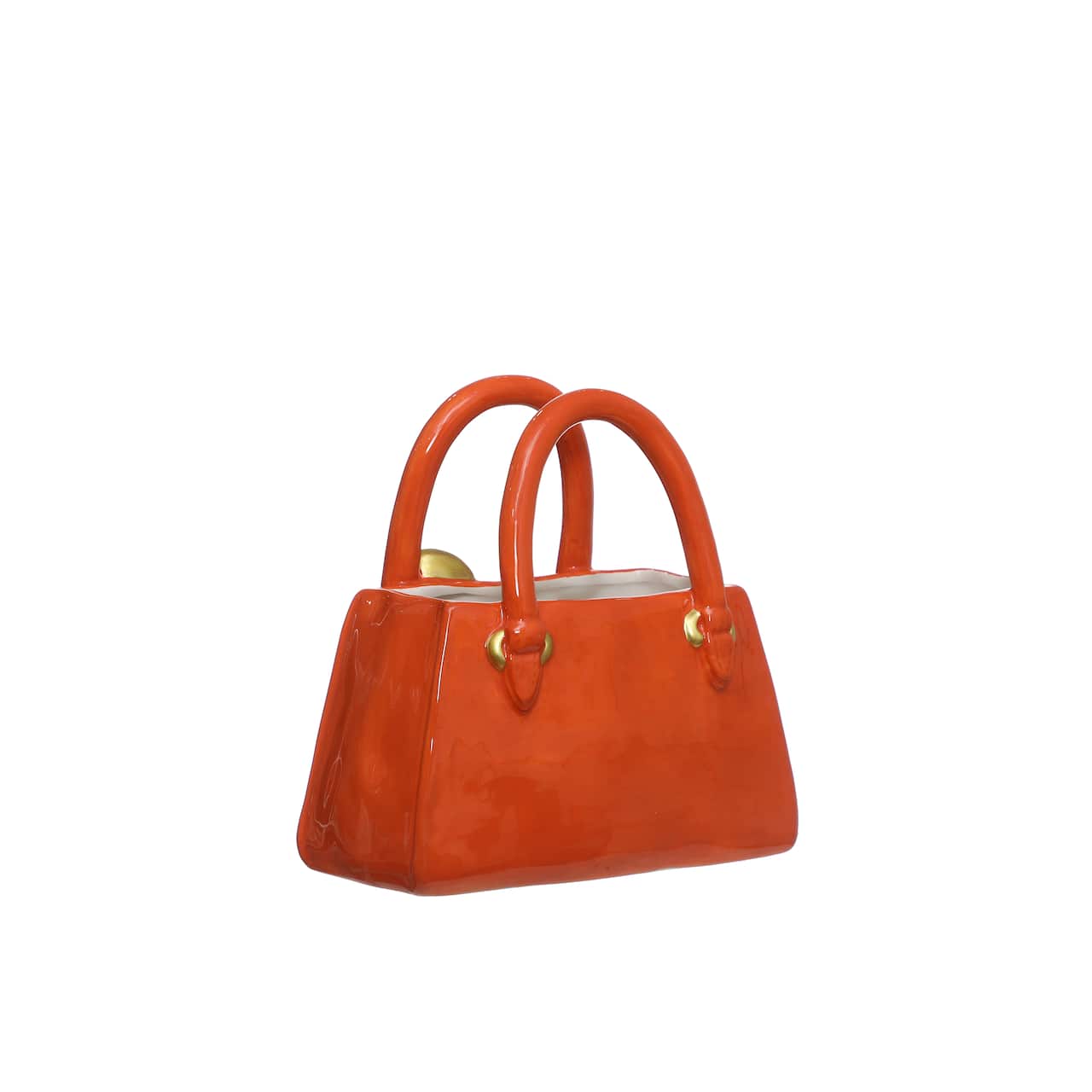 Fashionista Orange Ceramic Handbag Purse Vase Decor