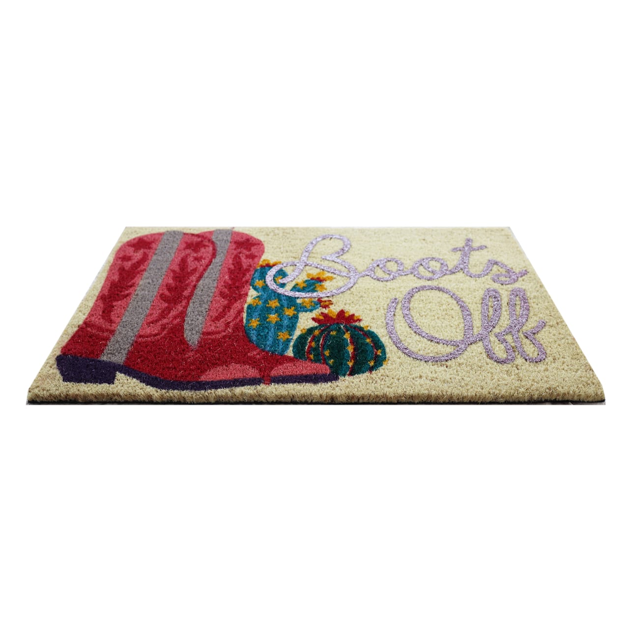 Boots Off Western Cowgirl Natural Coir Doormat