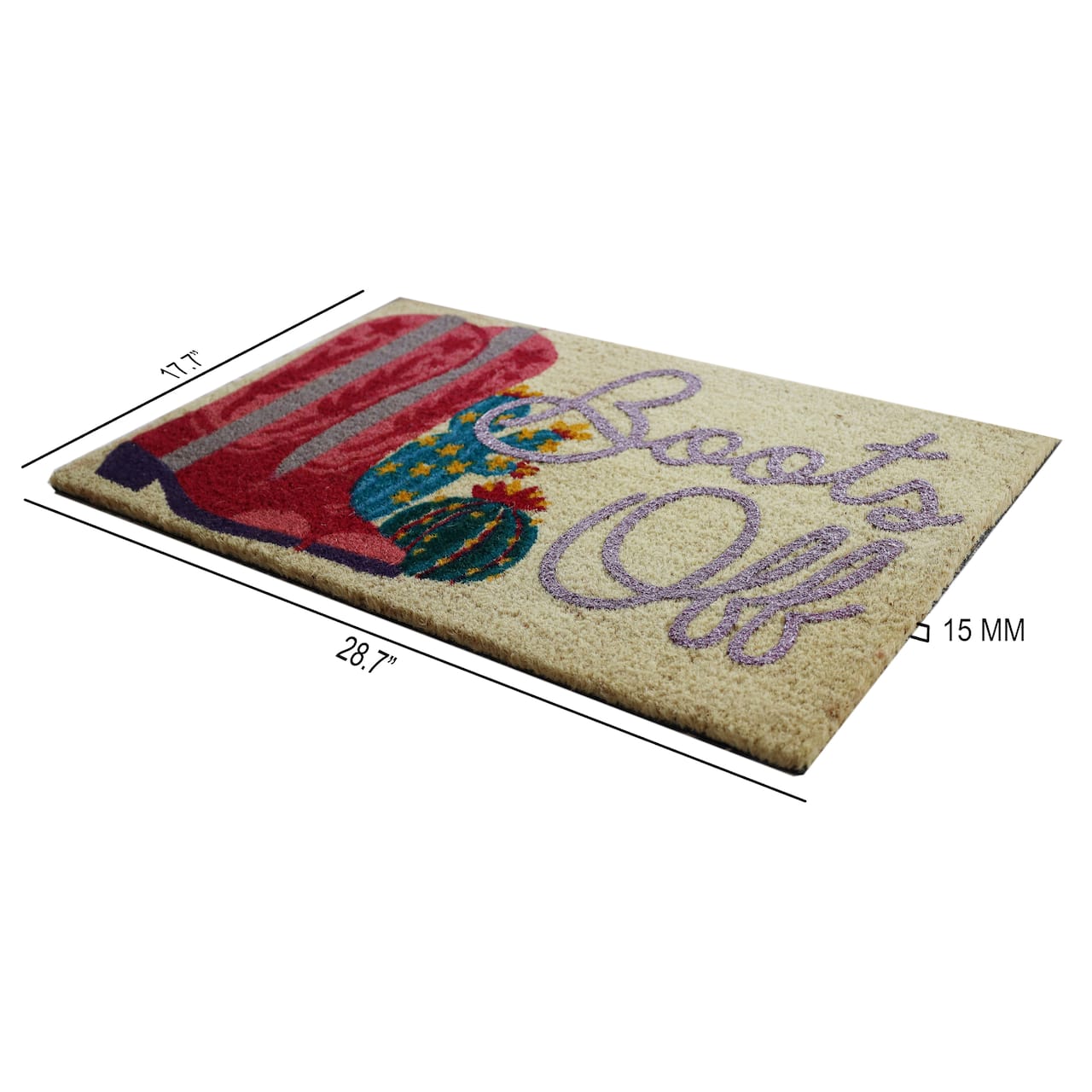 Boots Off Western Cowgirl Natural Coir Doormat