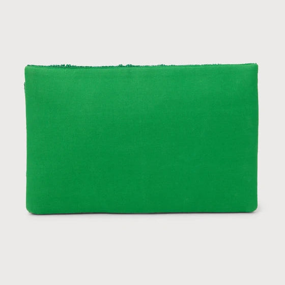 Green Rose Beaded Clutch Crossbody Handbag