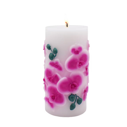 Pink Orchid Pillar Candle