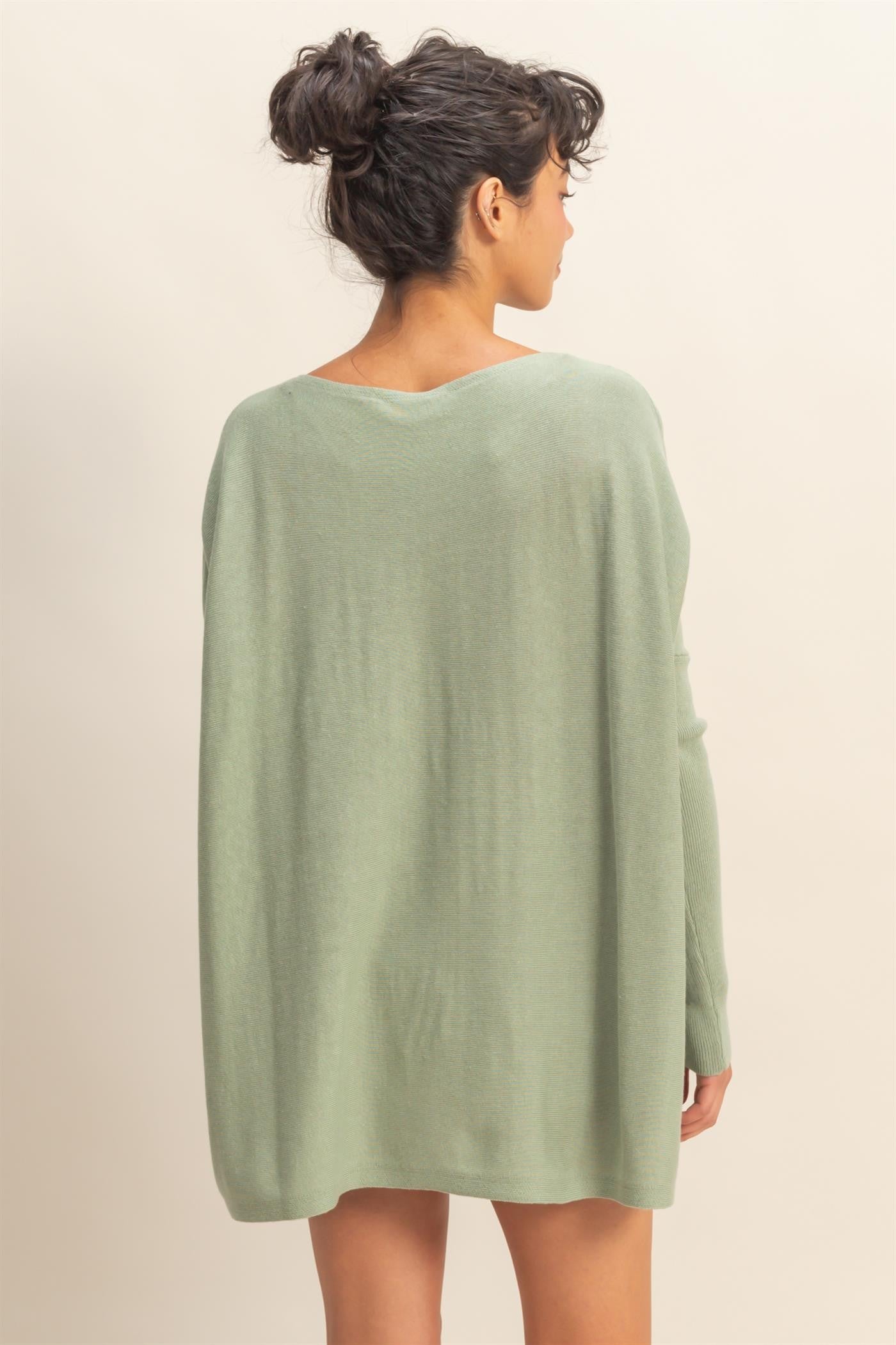 Daydream Drape Cotton Sweater in Sage
