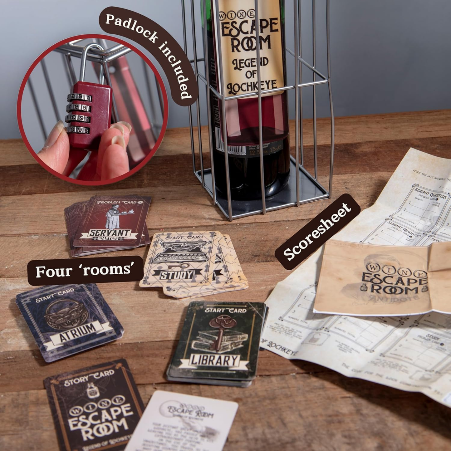 Escape Room Game - Wine Bottle Puzzle Box