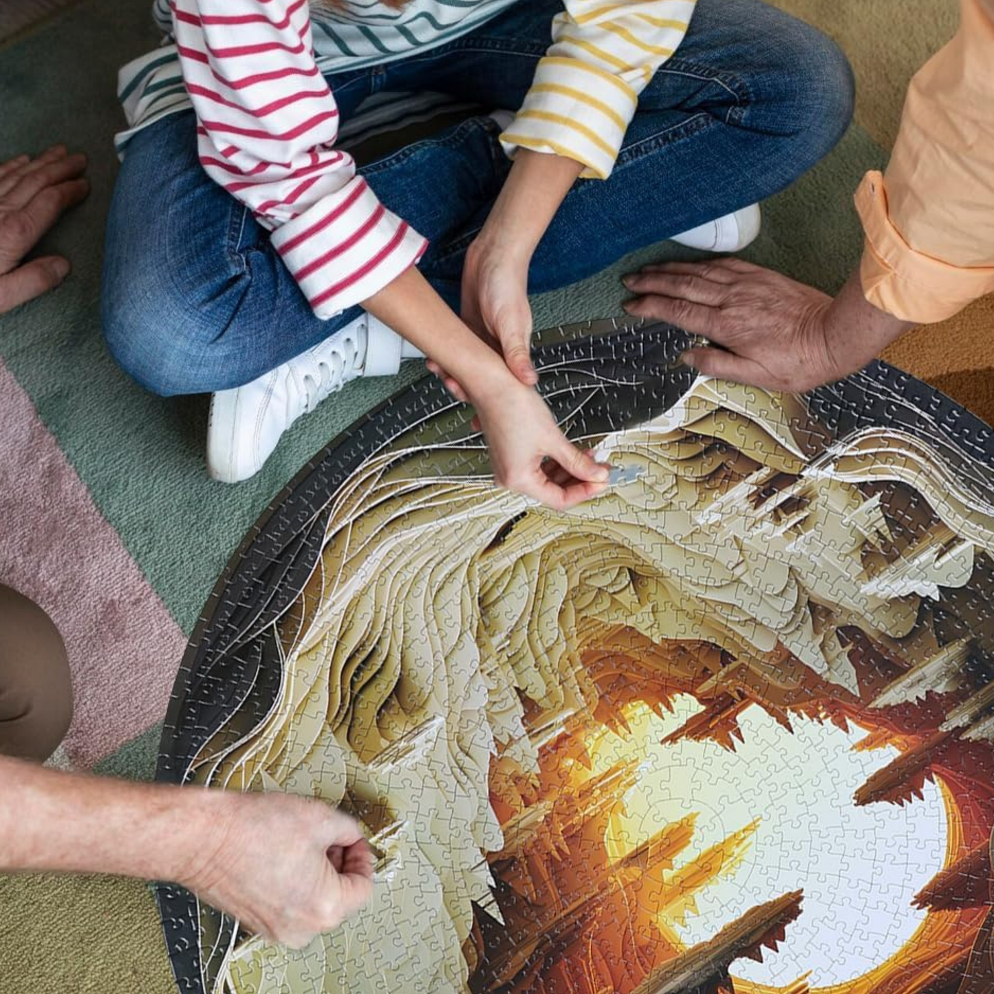 Dawn Inside a Cave 3-D Round Adult Art Puzzle