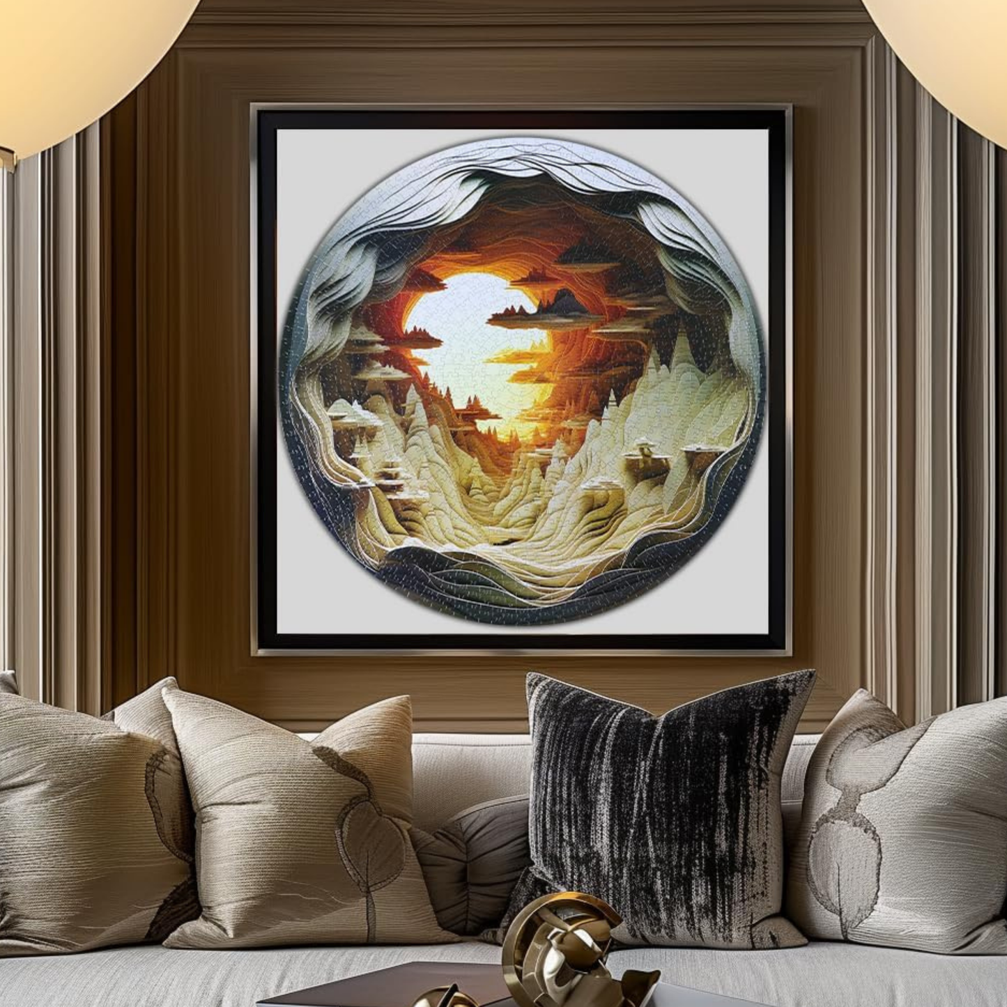 Dawn Inside a Cave 3-D Round Adult Art Puzzle
