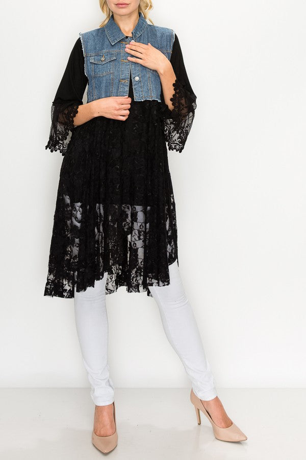 Deidre Blue Denim Vest in Black