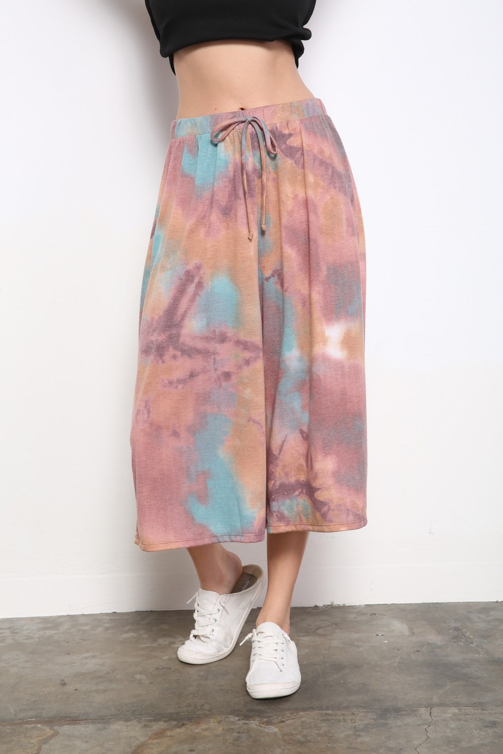 Tie Dye Wide Leg Capri Pants