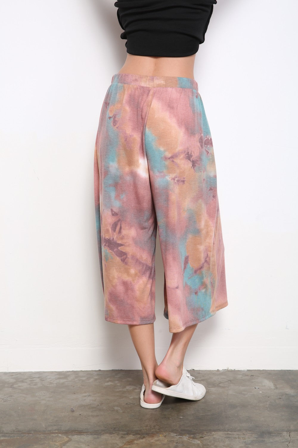 Tie Dye Wide Leg Capri Pants