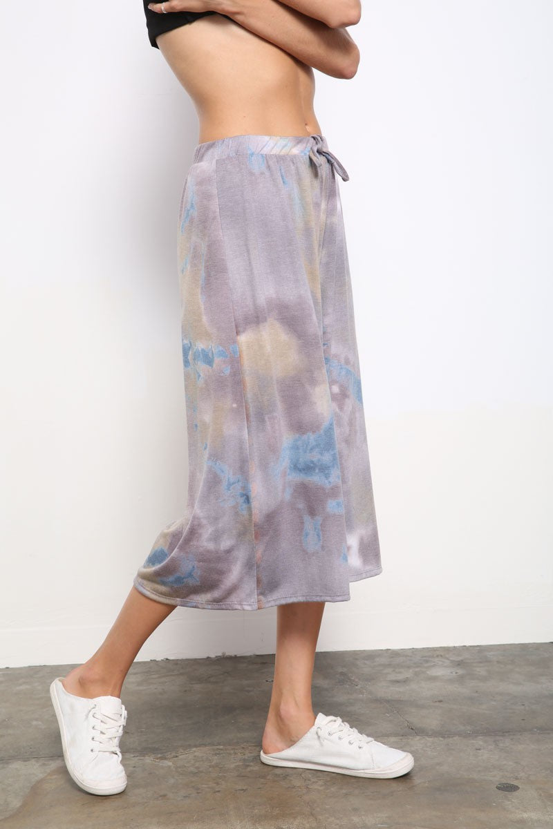 Tie Dye Wide Leg Capri Pants