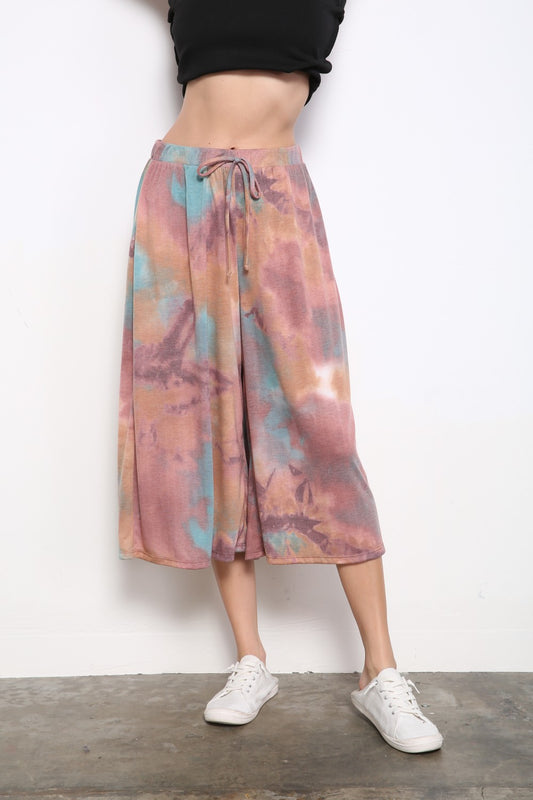 Tie Dye Wide Leg Capri Pants
