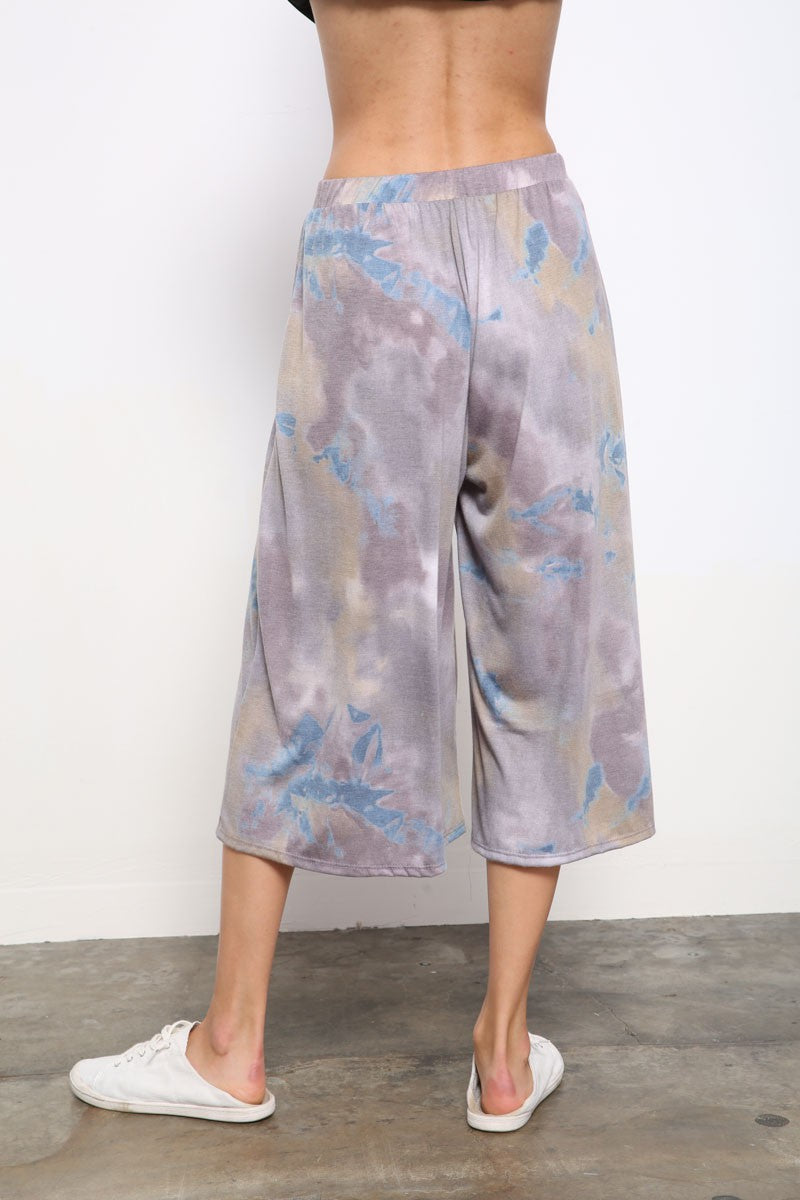 Tie Dye Wide Leg Capri Pants