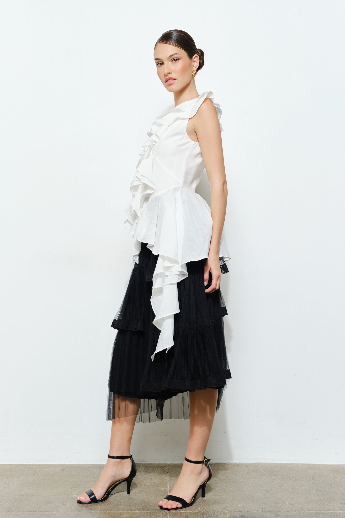 Ruffled Romance White Tiered Hem Blouse