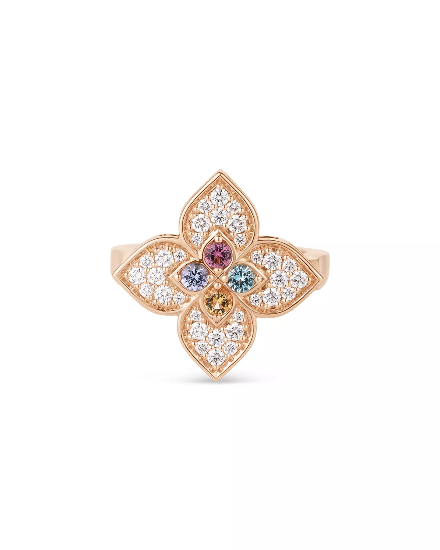 Multi-Gemstone CZ Gold Clover Ring