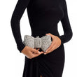 Austrian Crystal Silver Bow Evening Clutch Handbag