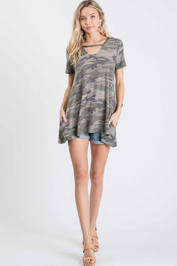 Camo Couture Pocket Tunic Top